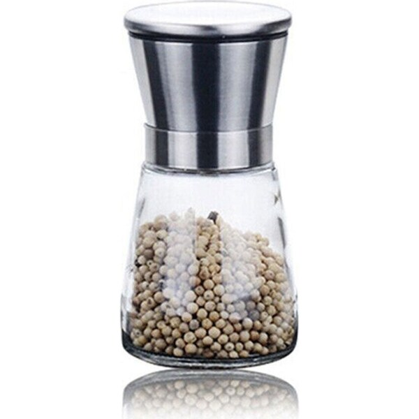 Small Stainless Steel Salt and Pepper Grinder Manual Ceramic Mills Glass Kitchen