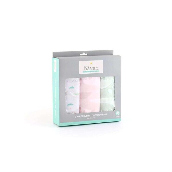 3pc Little Haven Baby/Infant Brushed Cotton Wraps/Swaddle Blanket Llama 100cm