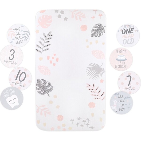 Little Haven Baby/Infant Photo Op Sheet & 12-Milestone Cards Botanical 135cm