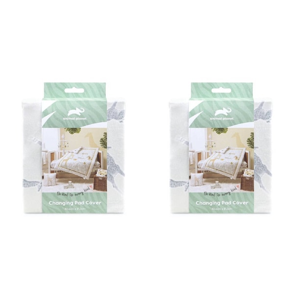 2x Animal Planet Poly Baby Changing Pad Cover Be Kind to Every Kind Giraffe 81cm