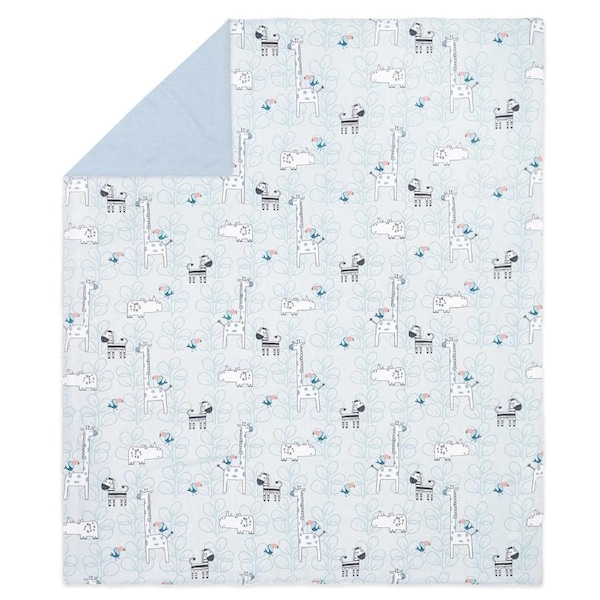 Little Haven 120cm Infant/Baby Blue Bedding Cot Quilt Safari