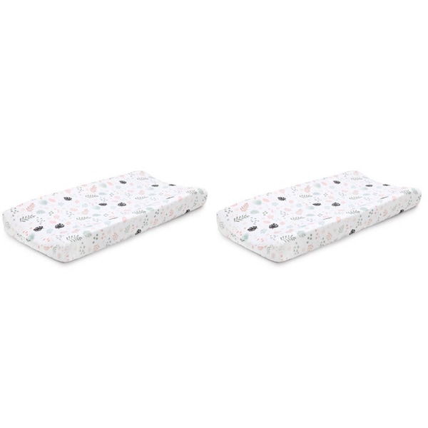 2x Little Haven Infant Polyester Changing Pad Cover/Sleeve Botanical Leaf 81cm