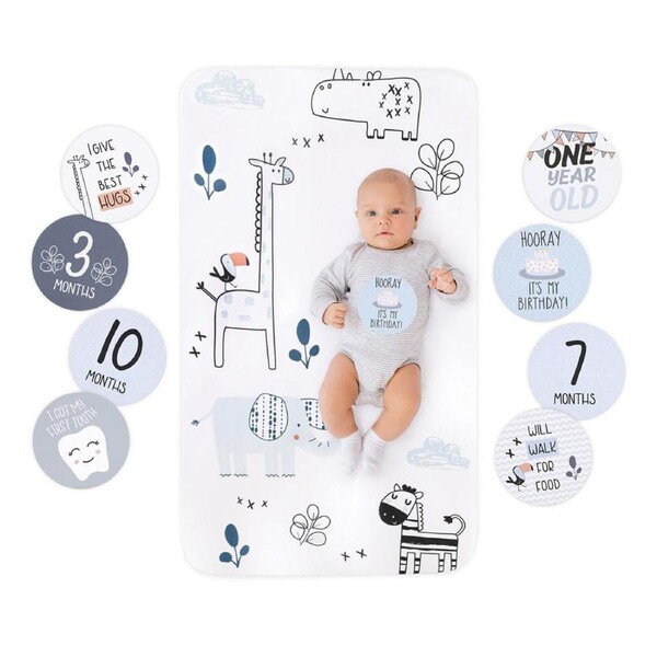 Little Haven Infant Monthly Photo Op Sheet & 12-Milestone Cards Safari 135cm