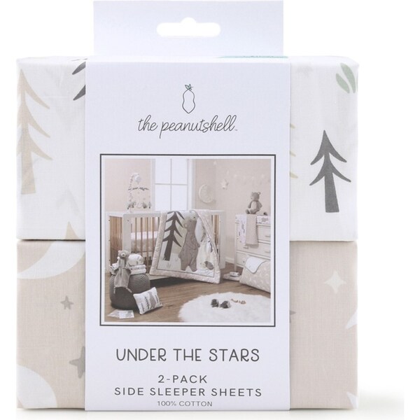 2pc The Peanutshell Baby Cotton Side Sleeper Sheets Under The Stars 50x90cm
