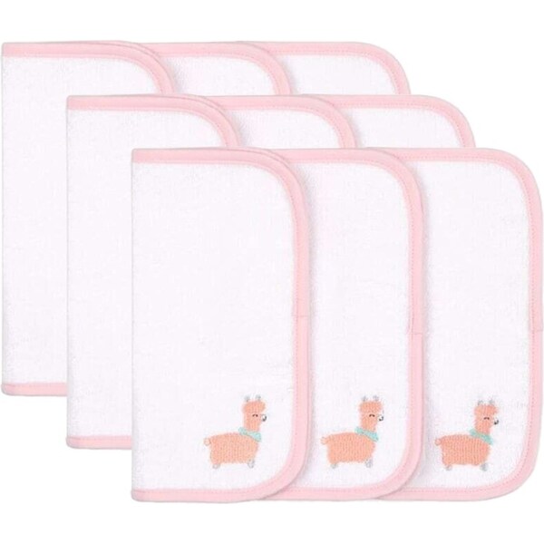 3x 3pc Little Haven Baby/Infant Cotton Washcloths/Bath Towels Llama 25cm White