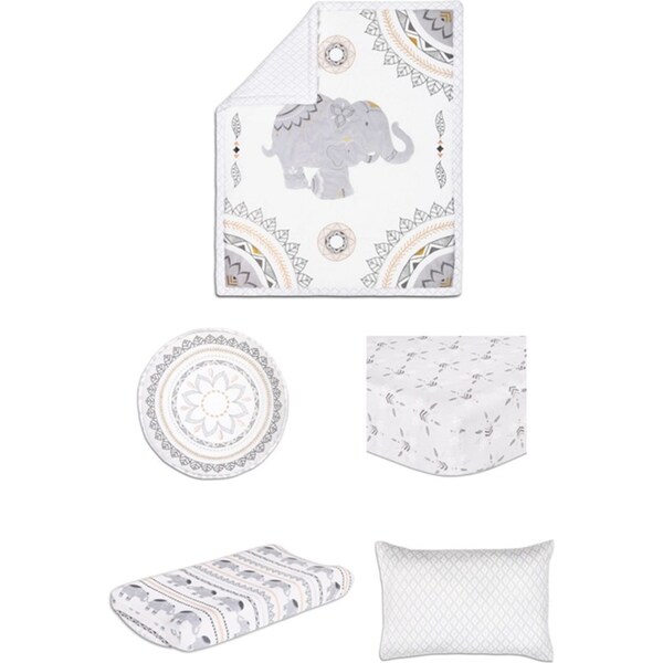 5pc The Peanutshell Boho Baby Bed Quilt Sheet/Change Pad Cover/Pillowcase Set