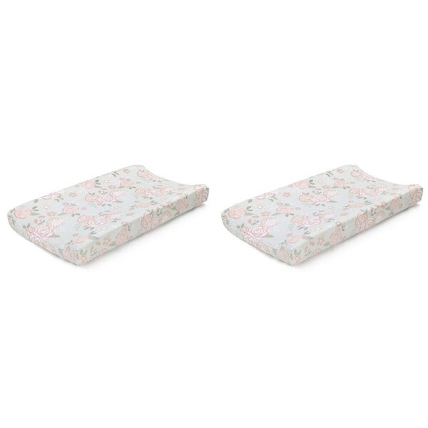 2x The Peanutshell Baby Polyester Changing Pad Cover Sleeve Vintage Floral 81cm
