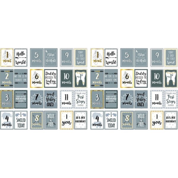 2x 12pc The Peanutshell Boho Reversible Baby Milestone Card 18cm Cardboard Props