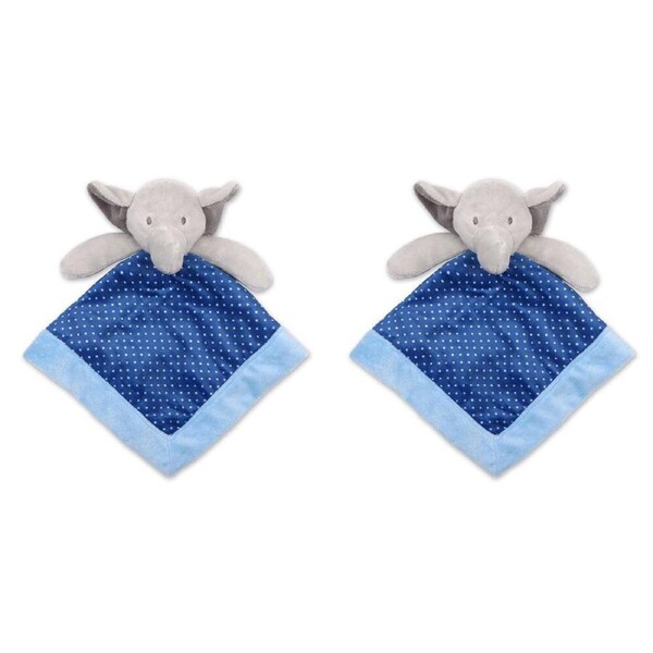 2x Peanutshell Little Peanut Baby Security Blanket w/Elephant Plush 31x31cm Blue
