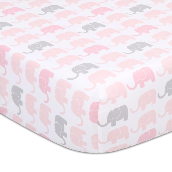 The Peanutshell 135cm Cotton Sweet Peanut Fitted Sheet Bedding Cover Elephant