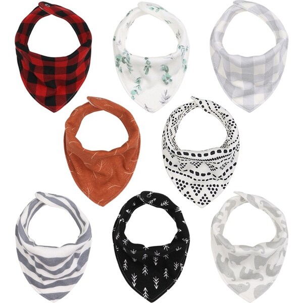 8pc The Peanutshell Cotton Bandana Feeding/Teething Baby Adjustable Bib Set
