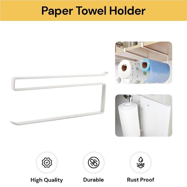 EZONEDEAL Paper Towel Holder Hanger Paper Rolls Rack Under Cabinet Durable Towel Hook for Kitchen Bathroom Toilet