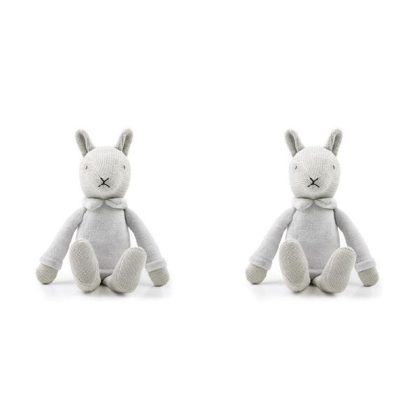 2x The Peanutshell Bunny Plush Knitted Cotton Soft Animal Baby Toy 35cm Grey 0+
