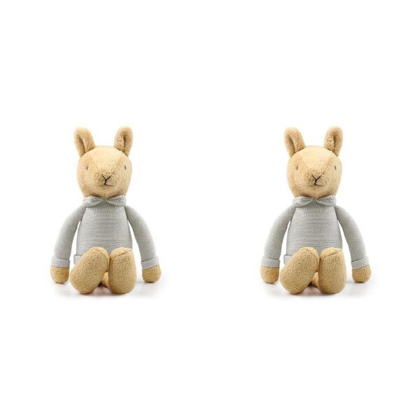 2x The Peanutshell Bunny Plush Knitted Cotton Soft Animal Baby Toy 35cm Brown 0+