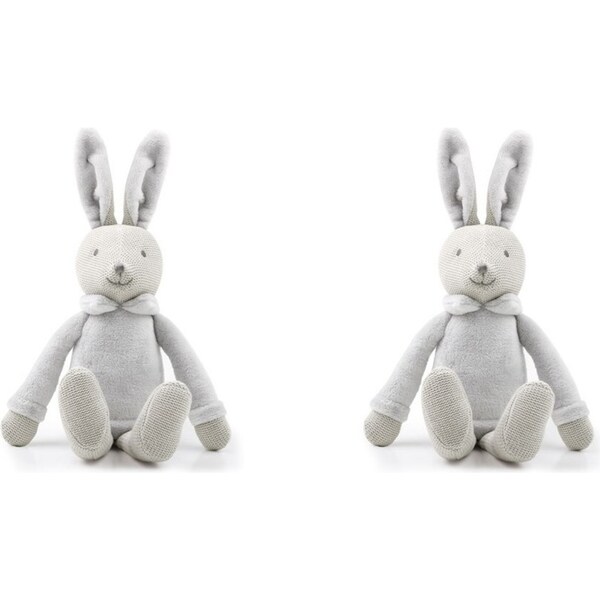 2x The Peanutshell Bunny Plush Knitted Cotton Soft Animal Baby Toy 35cm Grey 0+