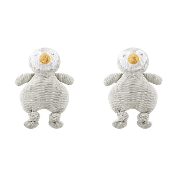 2x The Peanutshell Knitted Penguin Plush Cotton Soft Animal Baby Toy 30cm GRY 0+