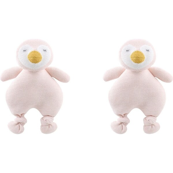 2x The Peanutshell Knitted Penguin Plush Cotton Soft Animal Baby Toy 30cm PNK 0+