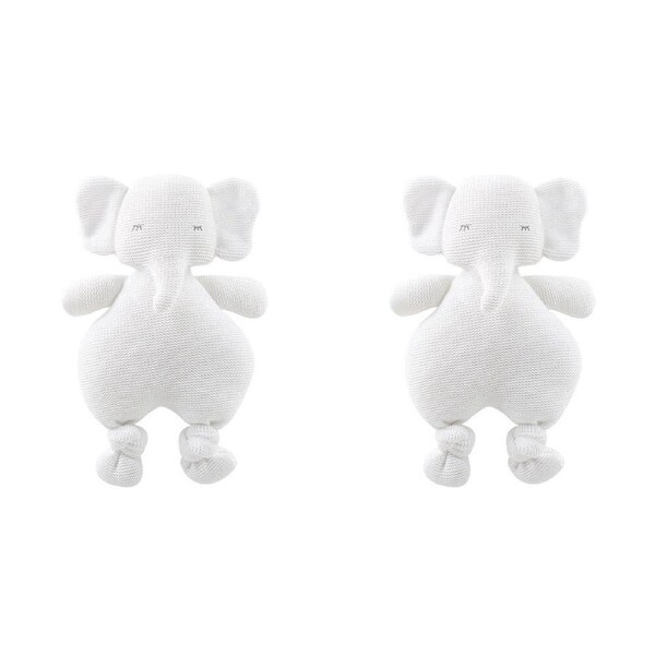 2x The Peanutshell Knitted Elephant Plush Cotton Animal Baby Toy 30cm White 0+