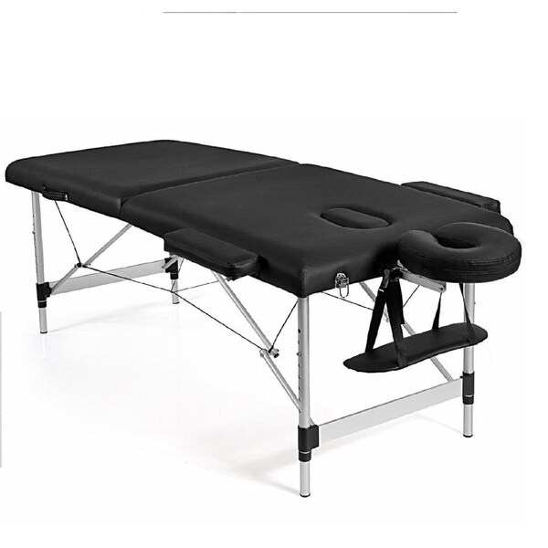 Aluminum Massage Table 2 Folding Salon Lash Bed Portable Spa Table Couch Black