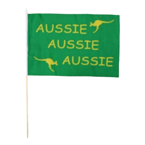 Aussie Handheld Flag Green 44cm x 29cm Australian Olympics Home Decor Sport Decor Australia Day