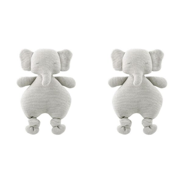 2x The Peanutshell Knitted Elephant Plush Cotton Animal Baby Fun Toy 30cm GRY 0+
