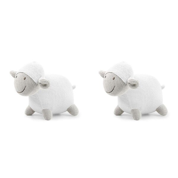 2x The Peanutshell Knitted Lamb Plush Cotton Soft Animal Baby Toy 35cm White 0+