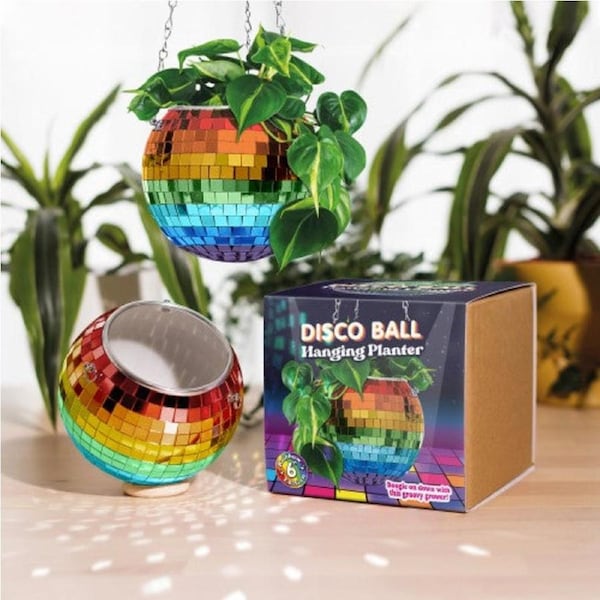 Bubblegum Stuff - Rainbow Disco Ball Hanging Planter