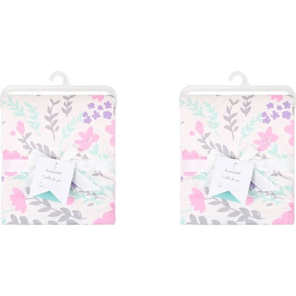 2x The Peanutshell 101cm Cotton Nursery Blanket Baby/Newborn Bedding Pink Floral
