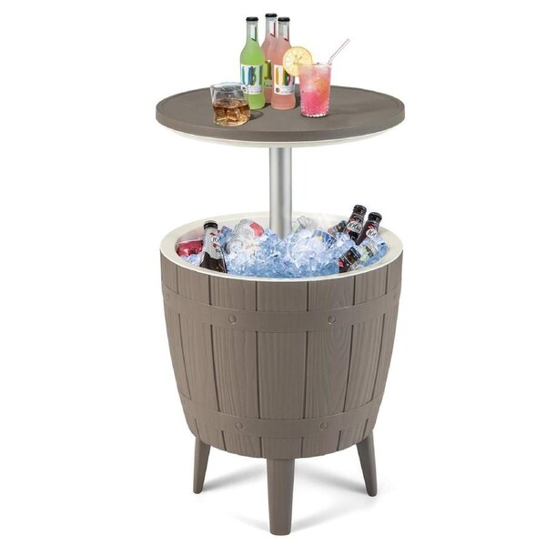 Costway 37L Ice Bucket Coller Bar Table Icebox Outdoor Setting Drink Storage Box Coffee