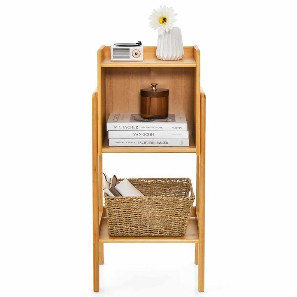 Costway 3-Tier Bamboo Bookshelf & Bookcase Modern Display Cabinet Tall Storage Organiser w/Open Shelf