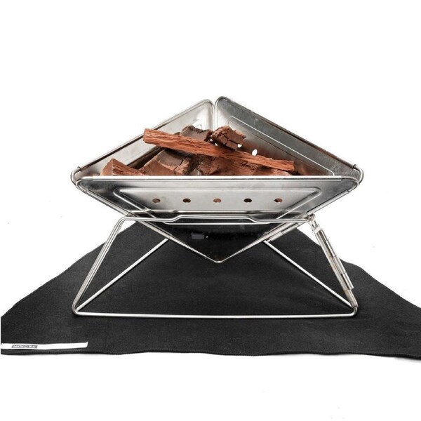 Mimosa Durable Stainless Steel Folding BBQ Fire Pit 12L Capacity 56cm Portable