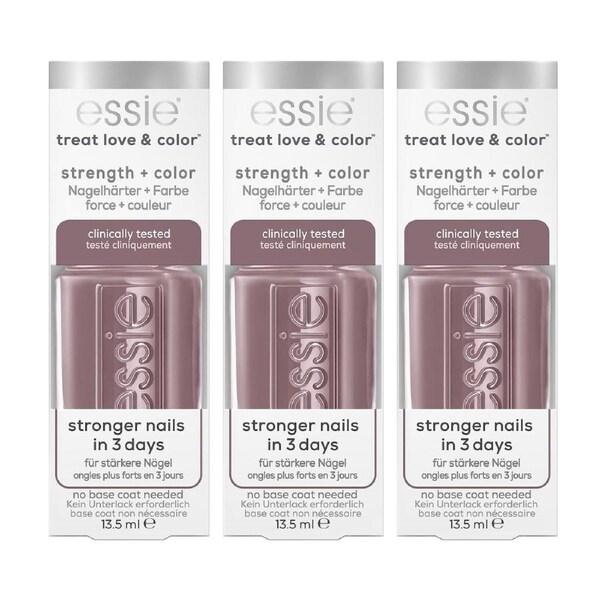3x Essie Strength + Color Nail Polish 90 On The Mauve 13.5ml