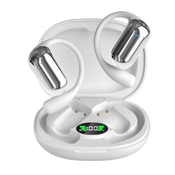 ZUSLAB Open Ear Bluetooth 5.4 Headphones, Wireless Earbuds, 50H Playtime, Waterproof, Ear Hooks - White