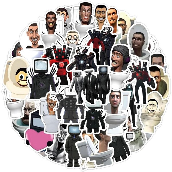 62pcs Toilet Games Waterproof Stickers - Decoration for Laptops & Skateboards