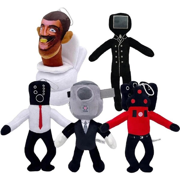 5pcs Skibidi Toilet Cartoon Plush Dolls - Cute Soft Characters for Kids