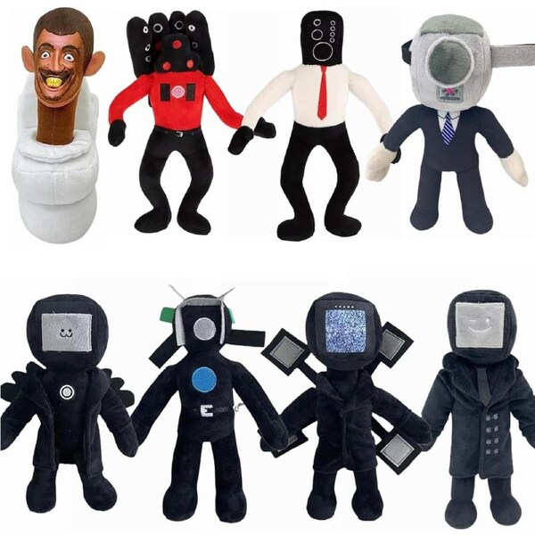 Skibidi Toilet 8pc 11" Plush Set - Speakerman Bosses Collectible