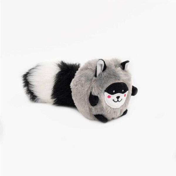 Zippy Paws Bushy Throw Crinkly Plush Fetch Dog Toy - Raccoon