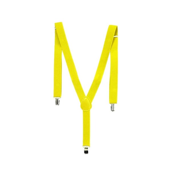 Mens Suspenders Braces Adjustable Strong Clip On Elastic Formal Wedding Slim - Yellow
