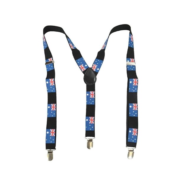 Mens Suspenders Braces Adjustable Strong Clip On Elastic Formal Wedding Slim - Australia Flag