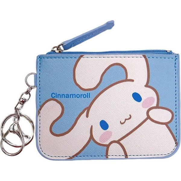 Catzon Cute Cartoon Small Wallet Short Coin Purses with Keychain Wallet for Girls and Women-Blue