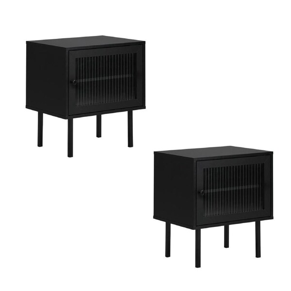 Oikiture 2X Bedside Tables Nightstand Storage Bed Side End Organiser Black