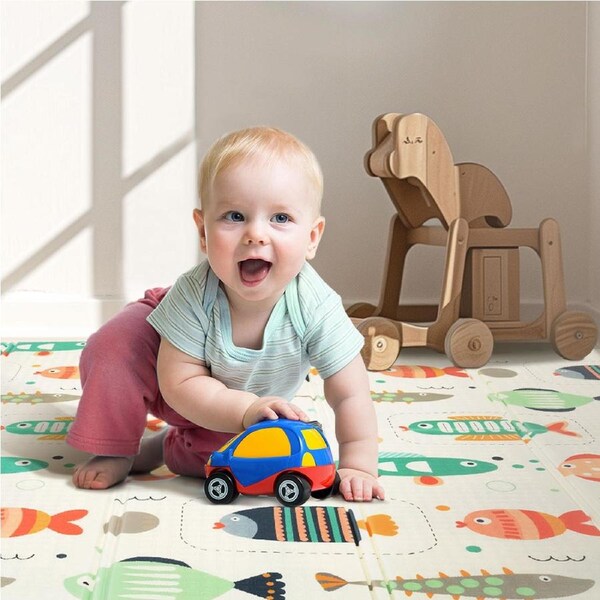 Playpals Kids Play Mat Foldable Baby Crawling Double-sided Floor Pad XPE Foam Non-slip