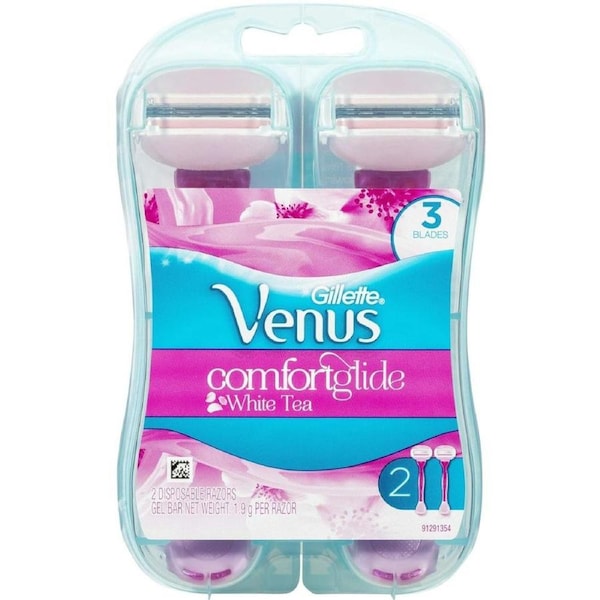 Gillette Venus ComfortGlide White Tea Women's Disposable Razor, 2 Pack