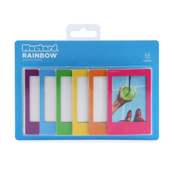 6pc Mustard Rainbow Magnetic Polaroid Frame Picture Holder Storage Home Decor