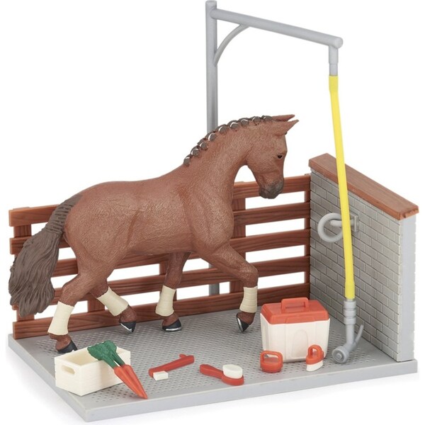Papo France Wash Box & Accessories Farm Animal Horse Collectible Figurine Toy