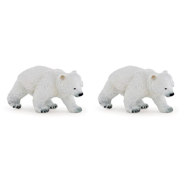 2PK Papo France Walking Polar Bear Cub 8cm Animal Figurine Collectible Kids Toy