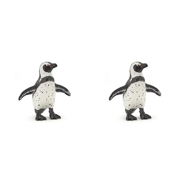 2PK Papo France African Penguin Animal Figurine Collectible Kids Toy Black/White