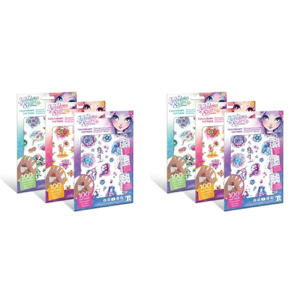 200pc Nebulous Stars Kids Temporary Tattoos Assorted Sparkling/Metallic 7y+