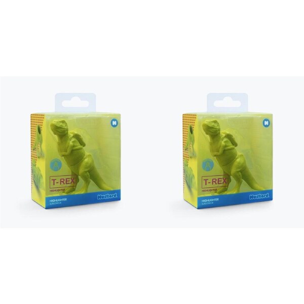 2PK Mustard 9cm T-Rex Dinosaur Highlighter Marker Office School Stationery Lime