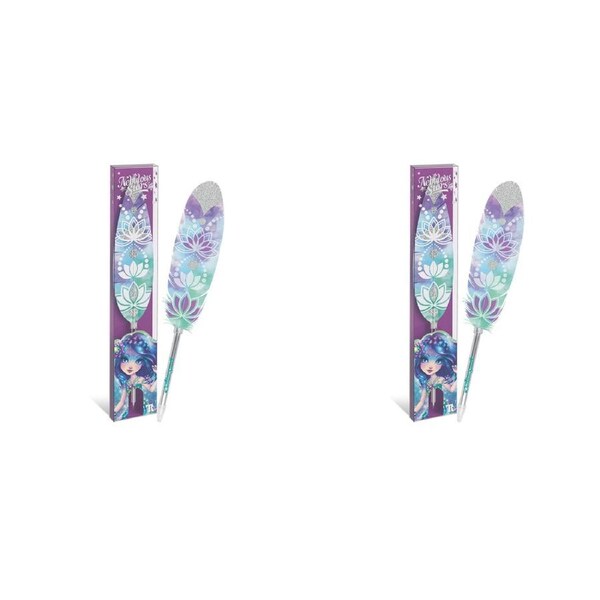 2PK Nebulous Stars Feather Quill Ballpoint Pen Kids Ballpen Stationery Assorted